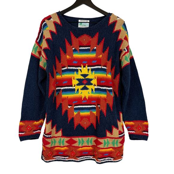 National Wildlife Knitted by Hand Beaded Western Knit Sweater HOLE - Size S - Picture 1 of 11